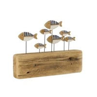 Vis op voet paulowniahout blauw/naturel large