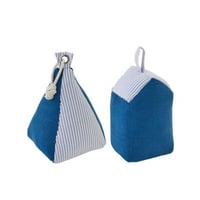 Deurstop strandhuis + anker gestreept polyester donkerblauw/wit assortiment van 2