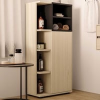 Kolomkast Kuba 5 legplanken, 1 draaideur-lichte eik/zwart