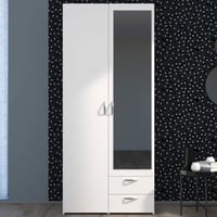 Kledingkast Salvador spiegel, 2 deuren & 2 laden - wit