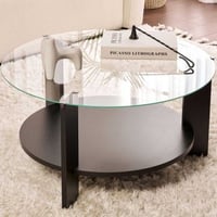 Salontafel Clara - 100% TEMPERED GLASS - Houtzwart - 40 x 75 x 75 cm