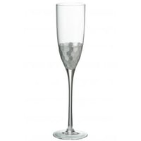 Champagneglas transparant/zilver 7x7x26cm