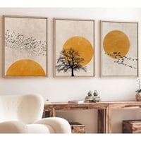 Boise Decoratief ingelijst MDF-schilderij (3 stuks) | Massief houten lijst | 30 x 40 cm