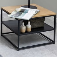 Vierkante salontafel Gila - 55x55x42 cm - eik en zwart staal 