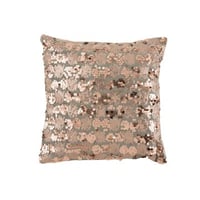 Kussen paillet velvet grijs/roze