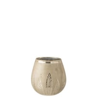 Theelichthouder blad rond glas zilver medium
