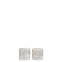 T-lichthouder parel glas klaar+opaal medium assortiment van 2