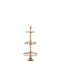 Plateau 3 niveaus rond aluminium goud