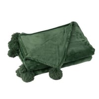 Plaid pompom polyester donkergroen