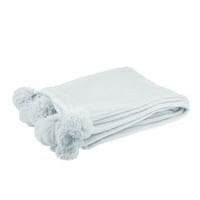 Plaid pompom polyester lichtblauw