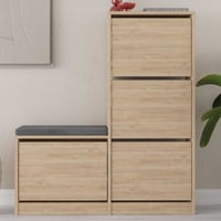 Halbank met schoenenkasten Woody Fashion | 105 x 26 x 118,5 cm | Oak-design