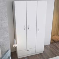 Kledingkast Gabi - 100% MELAMINE - Wit - 90 x 170 x 40 cm