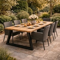 Tuintafel Tree Trunk Gescova - Teak en Donkergrijs Aluminium - 240x100 cm