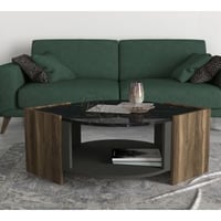 Salontafel Alissande-walnoot/zwart/grijs