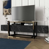 Bianco TV-meubel | 100% MELAMINE | Zwart, Goud