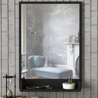 Tera Home Decoratieve Houten Spiegel | 18mm Dikte | 45x75 cm | Zwart