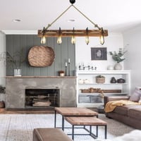 Lustro kroonluchter | Handgemaakt, Dennenhout | Afmetingen: 100 x 16 x 72 cm | Notenhout