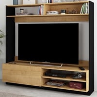 TV-meubel Daphne 163cm met opklapdeur - eik/zwart