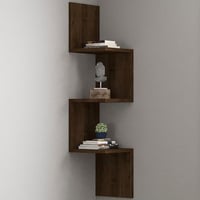 Wandplank Zikzak - 100% MELAMINE - Walnoot - 25 x 105,4 x 25 cm