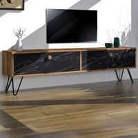 Side TV-meubel | 100% MELAMINE | Atlantic Pine, Zwart