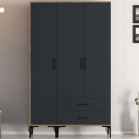 Kumsal Garderobekast | 100% MELAMINE | Walnoot, Antraciet