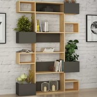 Niho Boekenplank | 100% MELAMINE | Eiken, Antraciet