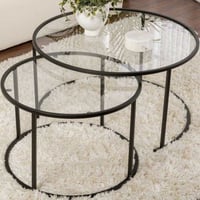 Salontafel Set Aurum - 100% TEMPERED GLASS - Zwart - 43 x 80 x 80 cm
