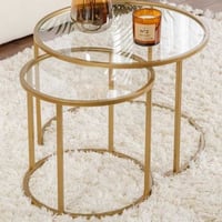Salontafel Set Aurum - 100% TEMPERED GLASS - Goud - 43 x 60 x 60 cm