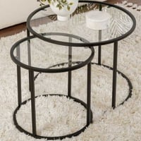 Salontafel Set Aurum - 100% TEMPERED GLASS - Zwart - 43 x 60 x 60 cm