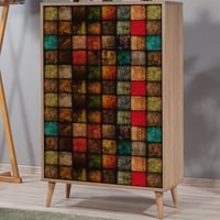 Multifunctionele kast Multibox - 100% MELAMINE - Sonoma Eiken - 80 x 127 x 36 cm