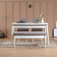 Vina Uitschuifbare eettafel en stoelenset (4 stuks) | 100% MELAMINE | Wit, Soho