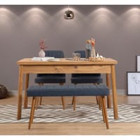 Costa Tafel- en stoelenset (4 stuks) | 100% MELAMINE | Atlantisch grenen, marineblauw