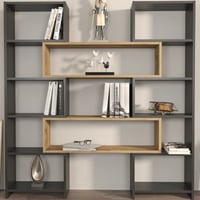 Boekenrek Poyraz - 100% MELAMINE - Zwart - 163,5 x 150 x 22 cm