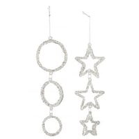 Hanger cirkel/ster glas glitter zilver assortiment van 2