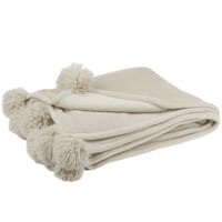 Plaid pompom polyester donker beige