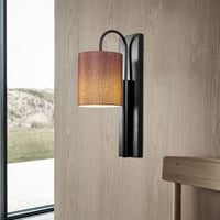 Opviq Wandlamp | Metalen Behuizing | Stoffen Kap | 42 cm Hoogte | Zwart Bruin