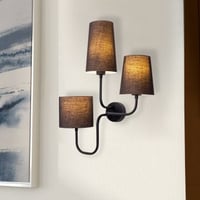 Opviq Wandlamp | Metalen Behuizing | Stoffen Kap | 50x20 cm | Zwart
