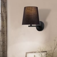 Opviq Wandlamp | Metalen Behuizing | Stoffen Kap | 18x22cm | Zwart
