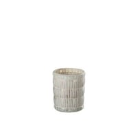 Kaarshouder mozaiek rond glas/cement parelmoer/grijs large