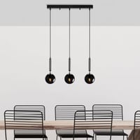 Fulgor kroonluchter | metalen behuizing | glazen kap | in hoogte verstelbaar | zwart