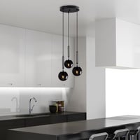 Fulgor kroonluchter | metalen frame | glazen kap | in hoogte verstelbaar | zwart