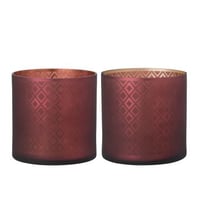 Windlicht oosters glas rood/goud large assortiment van 2