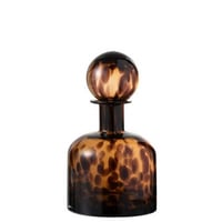 Fles+stop spikkel decoratief glas bruin/zwart small