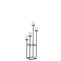 Kaarshouder 4 delen metaal/glas zwart