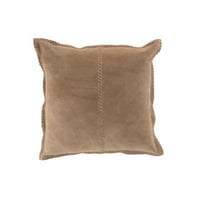 Kussen stiksel vierkant leer beige