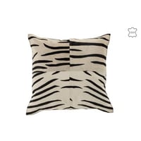 Kussen zebra vierkant leer zwart/wit