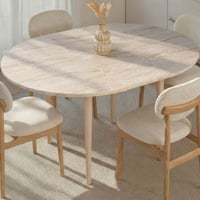 Uitschuifbare Eettafel Viona - 100% MELAMINE - Travertijn - 75 x 100 x 131 cm