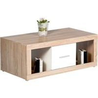 Salontafel Brekalo 115cm met 2 lades - eik/wit