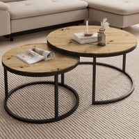 Salontafels Gino - set van 2 - Ø80x45cm - artisan eikdecor