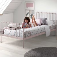 Roze metalen Bed Alice 90x200 cm - met Lattenbodem